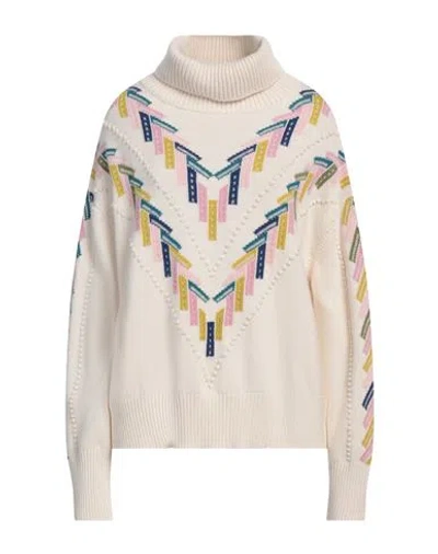 Barrie Woman Turtleneck Cream Size S Cashmere In White