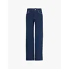 Barrie Womens Special Blue Denim Contrast-stitching Knitted Straight-leg Mid-rise Cashmere And Cotton-blend