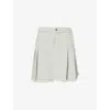 Barrie Womens Denim Pleated Skirt Denim Pleated Cashmere And Cotton Mini Skirt Xs