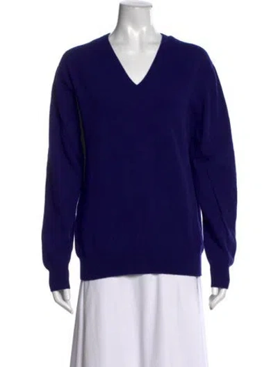 Pre-owned Barrie Wool V-neck Sweater In Blue