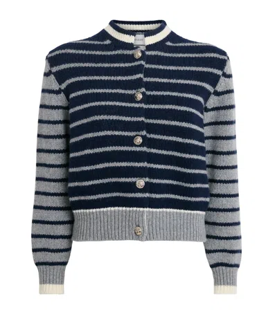 Barrie Wool-cashmere Stripe Cardigan In Grey