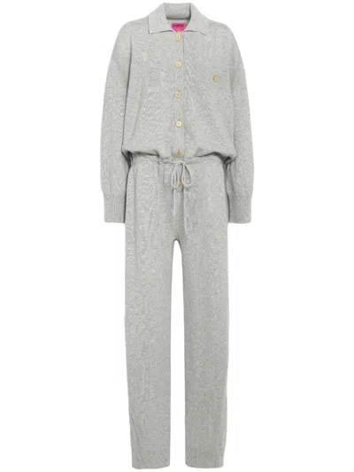 Barrie X Sofia Coppola Long-sleeve Cashmere Jumpsuit In 灰色