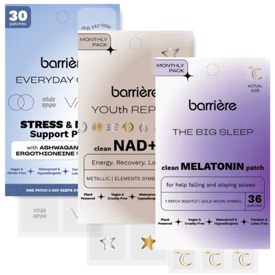 Barrière Reset & Relax 3-pack Bundle: Everyday Calm, Nad+, Melatonin In Transparent