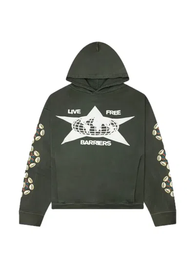 Barriers Cowrie Shell Hidden-pocket Hoodie In Green