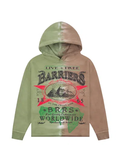 Barriers Graphic-print Tie-dye Hoodie In Green