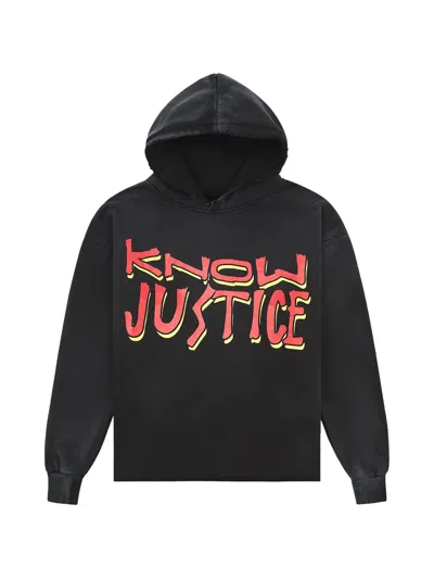 Barriers "know Justice Know Peace" Printed Hoodie In Black