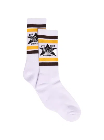 Barriers Logo-intarsia Striped Socks In White