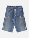 Barriers Worldwide Cowrie Shell Denim Shorts