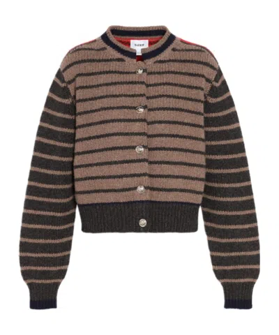 Barrie Striped Cardigan In Brown