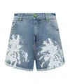 Barrow Abstract-pattern Print Denim Shorts