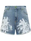 Barrow Abstract-pattern Print Denim Shorts In Multi