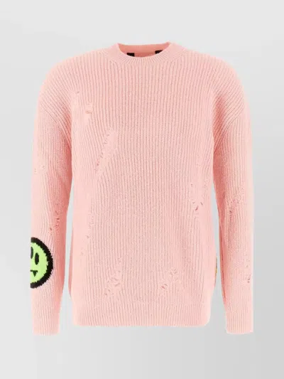 BARROW ACRYLIC BLEND DISTRESSED GRAPHIC PATCH SWEATER