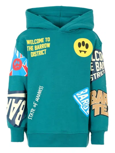 Barrow Kids' All-over Graphic-print Hoodie In Green