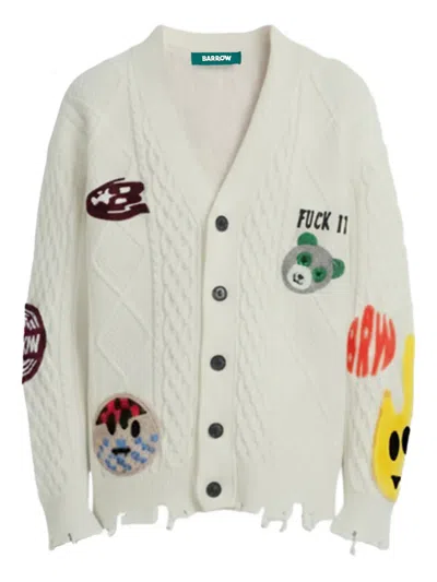 Barrow Appliqué Cable-knit Cardigan In White