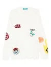 Barrow Appliqué Distressed Sweater In White