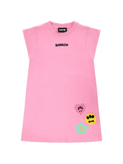 Barrow Kids' Appliqué Jersey Dress In Pink