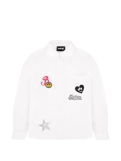 Barrow Kids' Appliqué Poplin Shirt In White