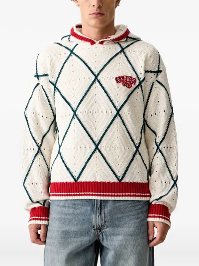 Barrow Argyle-knit Pointelle-detail Hoodie In Neutral