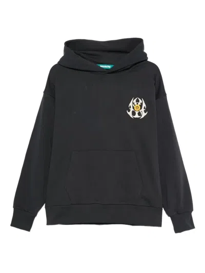 Barrow Big Apple Printed Hoodie In Black