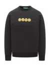 Barrow Black Sweatshirt With Embroidered Emoji In Black