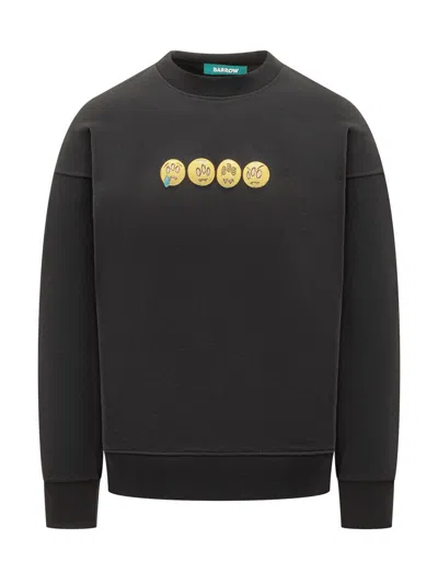 Barrow Black Sweatshirt With Embroidered Emoji