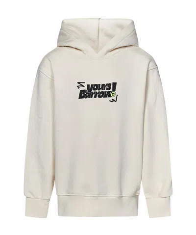 Barrow Bear-print Cotton Hoodie In White