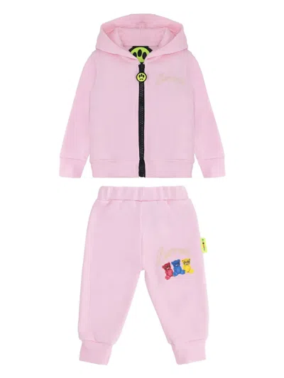 Barrow Babies' Bear-print Fleece Tracksuit In Pink