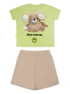 Barrow Bear-print Short Set In Green