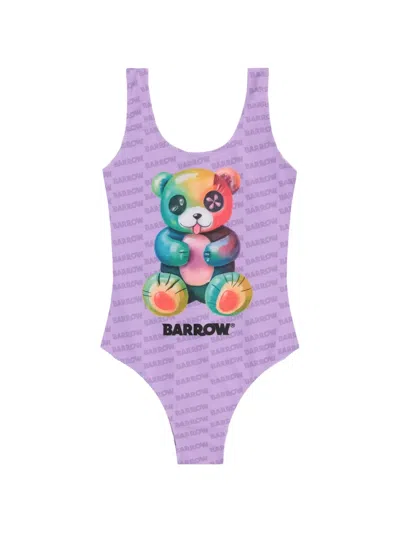 Barrow Kids' Bear Print Swimsuit In Purple