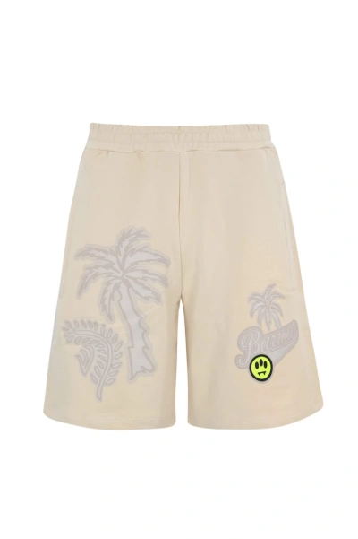 Barrow Beige 3d Palm Print Fleece Shorts In Turtledove