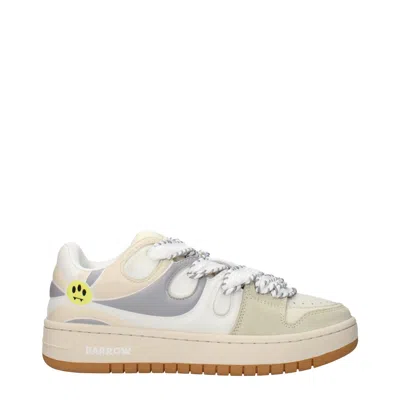 Barrow Beige Leather Low Top Sneakers In White