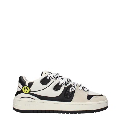 Barrow Beige Leather Low Top Sneakers In White