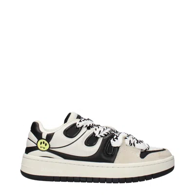 Barrow Beige Leather Sneakers In White