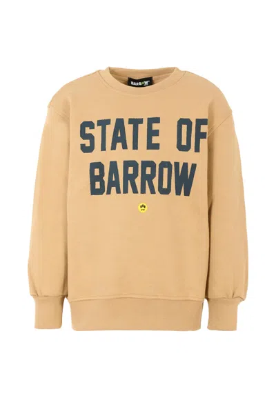 Barrow Beige Sweatshirt For Kids With Bear Print In Nude