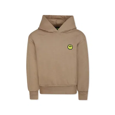 Barrow Beige Sweatshirt For Kids With Smiley In Tannin