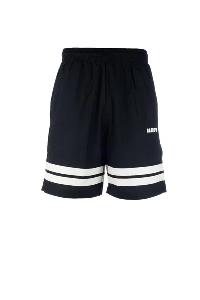 Barrow Elastic Waistband Striped Hem Shorts In Black