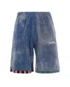 Barrow Chambray Unisex Shorts Checkered Pattern Pockets In Blue