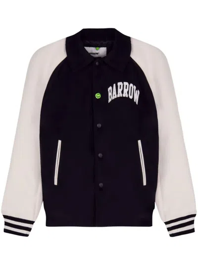 BARROW BLACK AND WHITE BOMBER JACKET WITH SMILE AND LOGO LETTERING
