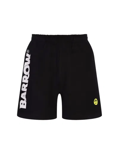 Barrow Black Bermuda Shorts With Contrast Lettering Logo In Nero/black