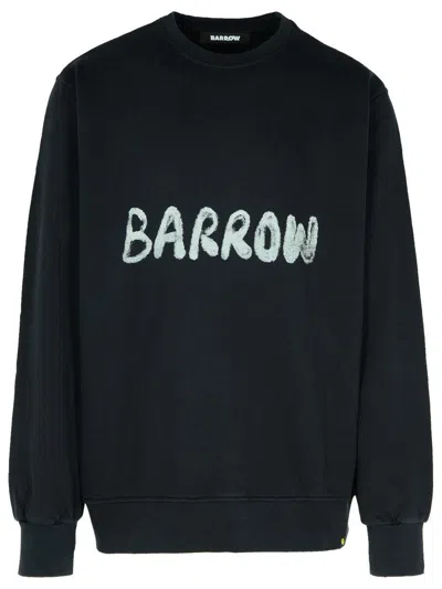 Barrow Logo Print Ribbed Sweatshirt In Black