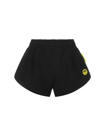 Barrow Black Crop Shorts With Smile Patch In Nero