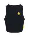 Barrow Black Crop Top With Logo In Blue