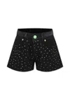 Barrow Black Shorts For Girl With Rhinestones In Black