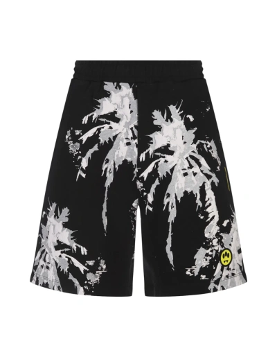 Barrow Black Shorts With Palms Graphic Print In Nero/black
