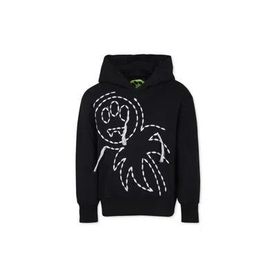 Barrow Kids' Black Sweatshirt For Boy With Smiley In Nero