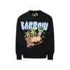Barrow Printed Cotton Crewneck Sweatshirt In Black
