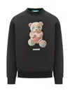Barrow Round-neck Printed Sweatshirt In Black