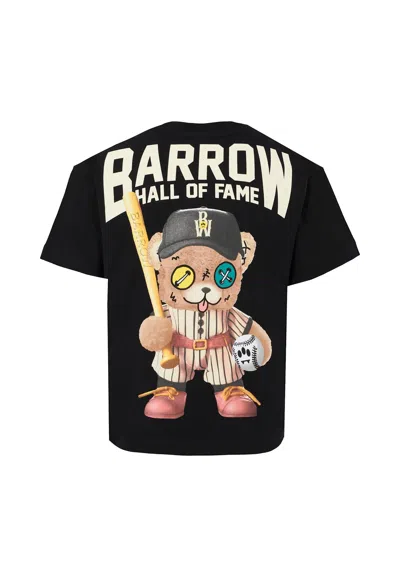 Barrow Black T-shirt For Kids With Bear Baseball Print