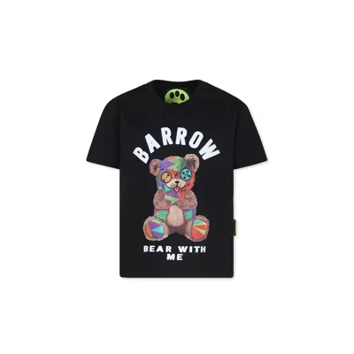 Barrow Black T-shirt For Kids With Bear Print In Nero