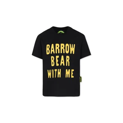 Barrow Black T-shirt For Kids With Logo And Bear In Nero